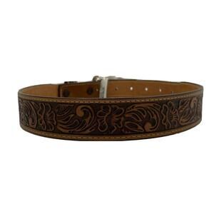 Justin Womens Size 28 Brown Leather Vintage Top Grain Cowhide Belt Made In USA Justin top grain cowhide - Gem main image 4